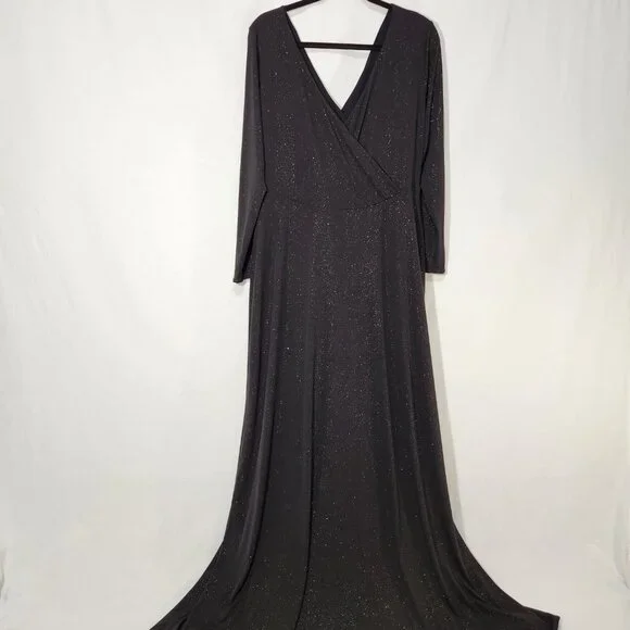 TIFFANY ROSE Maternity Isabella Glitter Black Surplice Dress Size6 USA 14/16. - Picture 2 of 16
